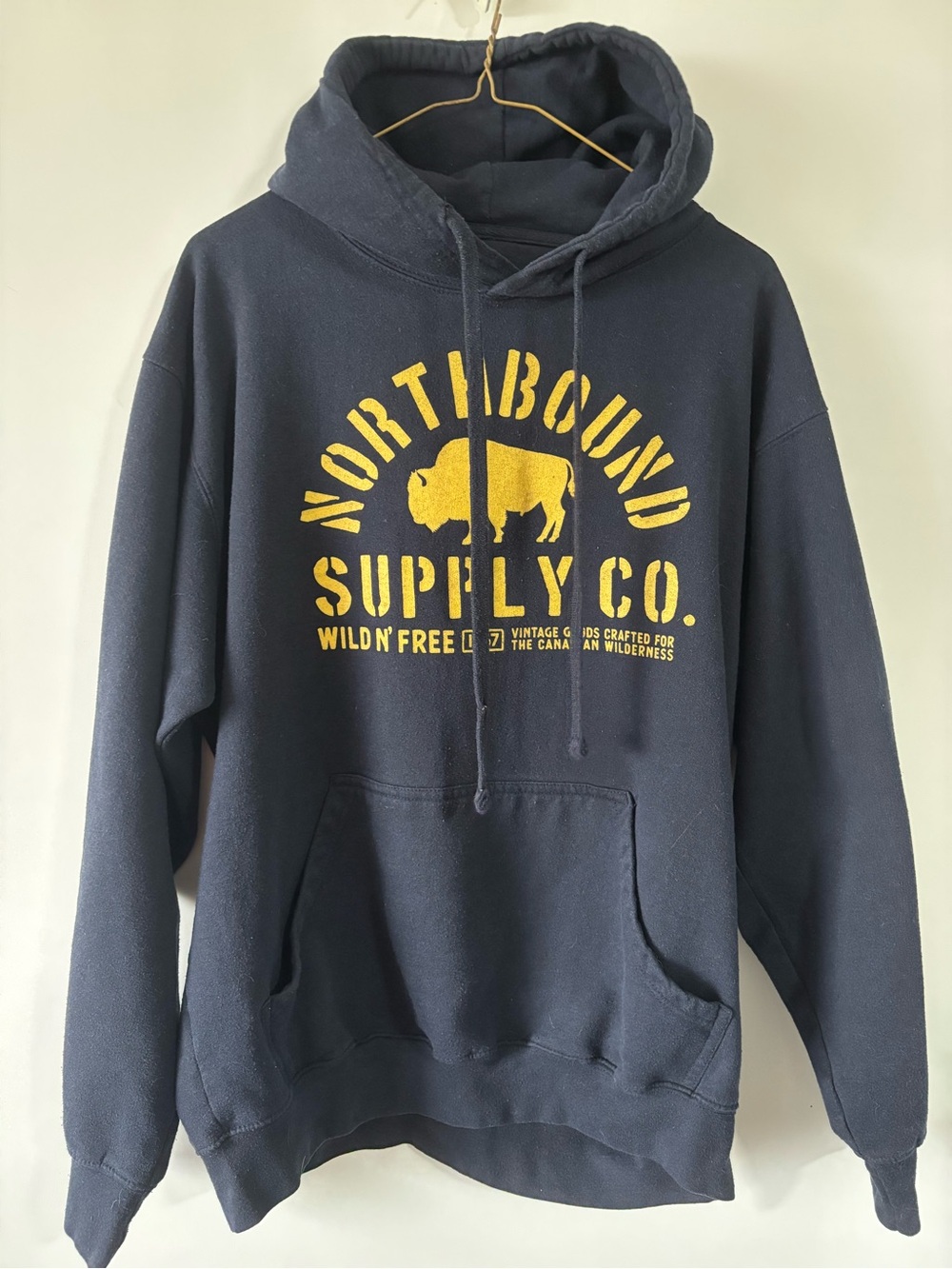 Navy Hoodie with Yellow Buffalo Logo